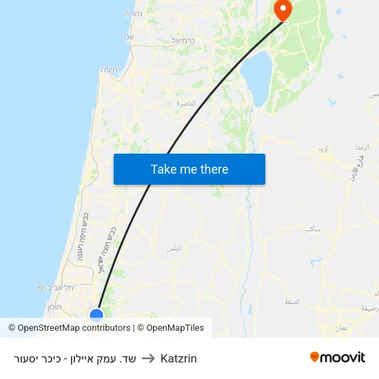 שד. עמק איילון - כיכר יסעור to Katzrin map