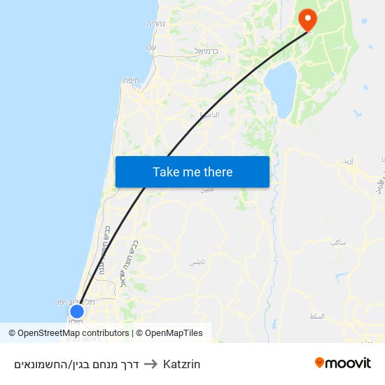 דרך מנחם בגין/החשמונאים to Katzrin map