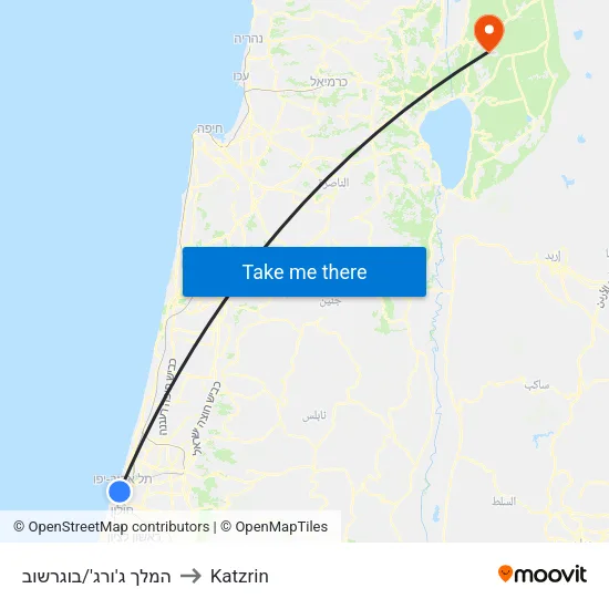המלך ג'ורג'/בוגרשוב to Katzrin map
