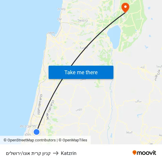 קניון קרית אונו/ירושלים to Katzrin map