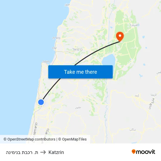 ת. רכבת בנימינה to Katzrin map