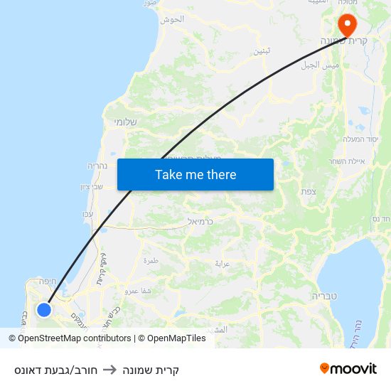 חורב/גבעת דאונס to קרית שמונה map