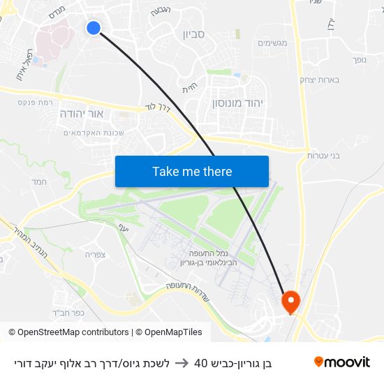 לשכת גיוס/דרך רב אלוף יעקב דורי to בן גוריון-כביש 40 map