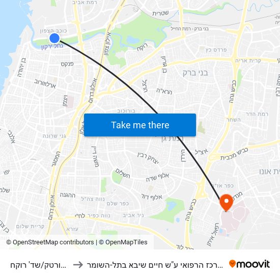 ספורטק/שד' רוקח to המרכז הרפואי ע"ש חיים שיבא בתל-השומר map