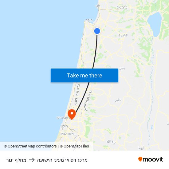 מחלף יגור to מרכז רפואי מעיני הישועה map