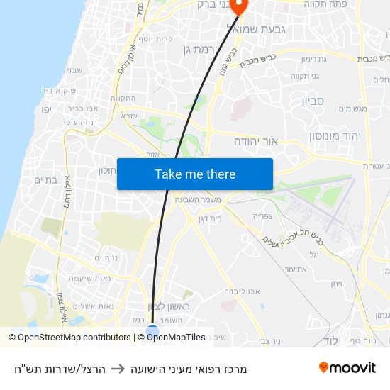 הרצל/שדרות תש''ח to מרכז רפואי מעיני הישועה map