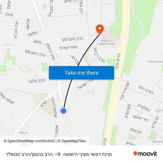 הרב כהנמן/הרב זוננפלד to מרכז רפואי מעיני הישועה map