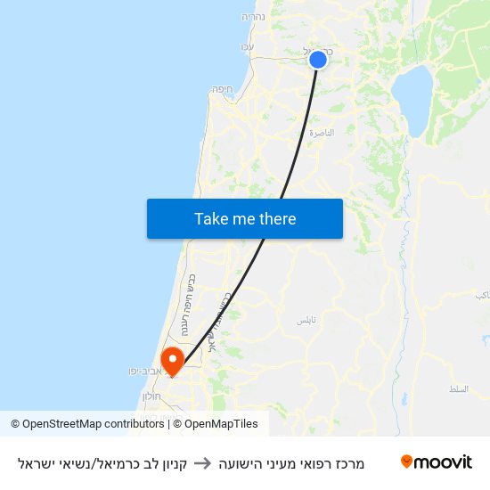 קניון לב כרמיאל/נשיאי ישראל to מרכז רפואי מעיני הישועה map
