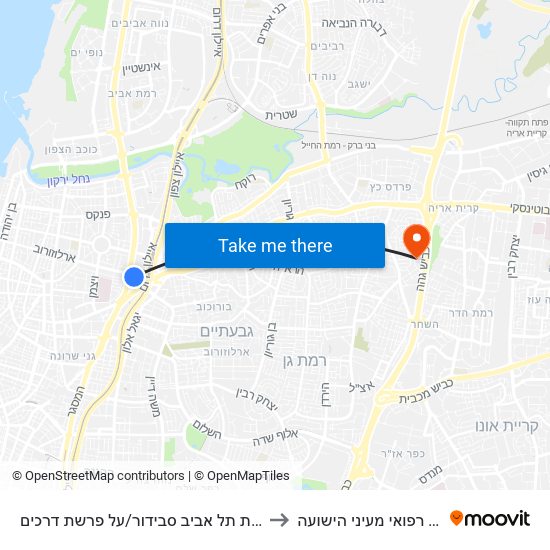 ת. רכבת תל אביב סבידור/על פרשת דרכים to מרכז רפואי מעיני הישועה map