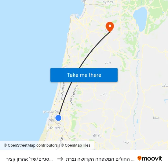 גילדסגיים/שד' אהרון קציר to בית החולים המשפחה הקדושה נצרת map