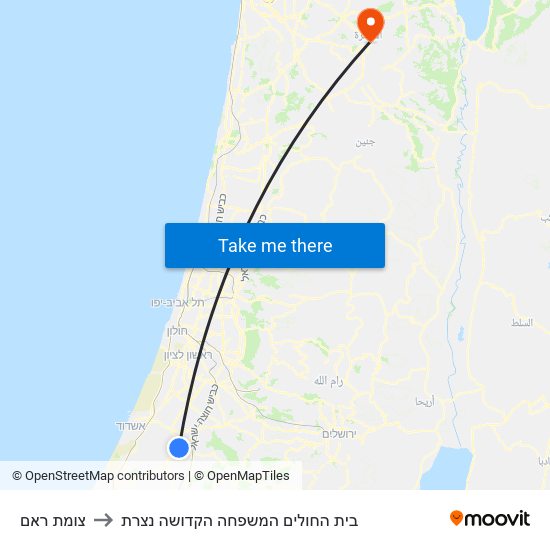 צומת ראם to בית החולים המשפחה הקדושה נצרת map