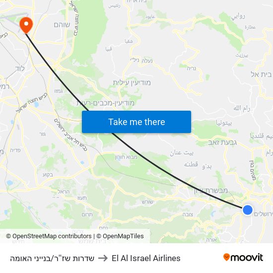 שדרות שז''ר/בנייני האומה to El Al Israel Airlines map