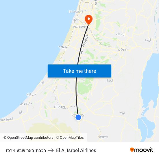 רכבת באר שבע מרכז to El Al Israel Airlines map