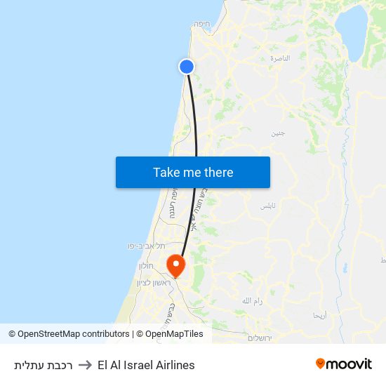 רכבת עתלית to El Al Israel Airlines map