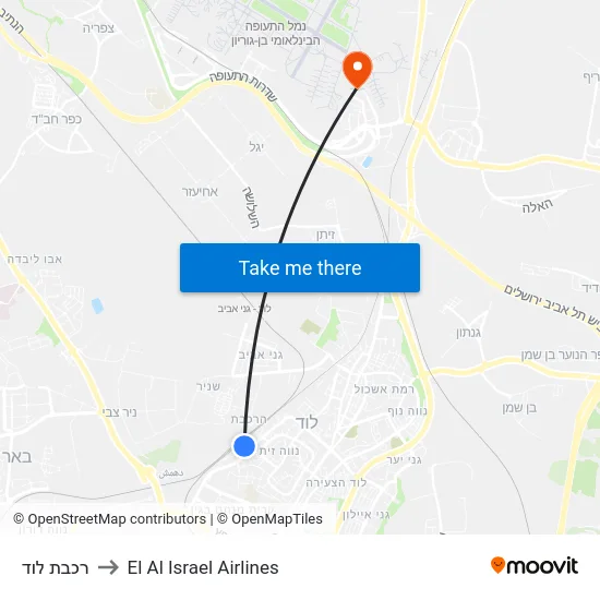 רכבת לוד to El Al Israel Airlines map