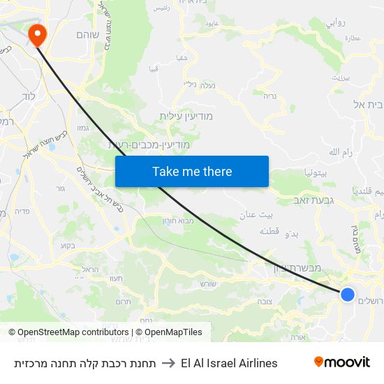 תחנת רכבת קלה תחנה מרכזית to El Al Israel Airlines map