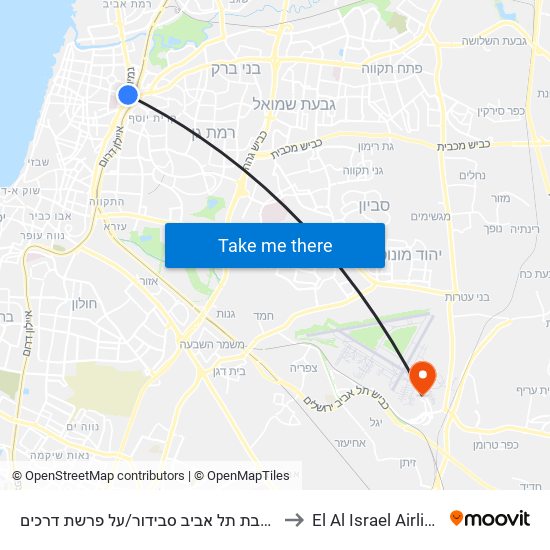 ת. רכבת תל אביב סבידור/על פרשת דרכים to El Al Israel Airlines map