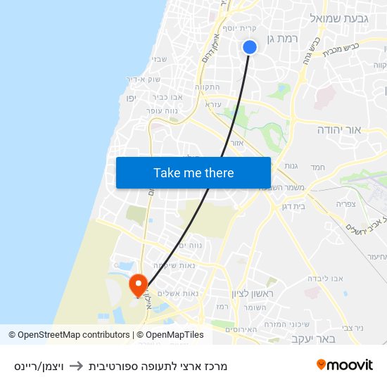 ויצמן/ריינס to מרכז ארצי לתעופה ספורטיבית map