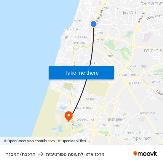 הרכבת/המסגר to מרכז ארצי לתעופה ספורטיבית map