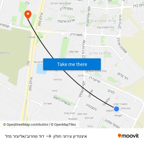 דוד סחרוב/אליעזר מזל to איצטדיון עירוני חולון map