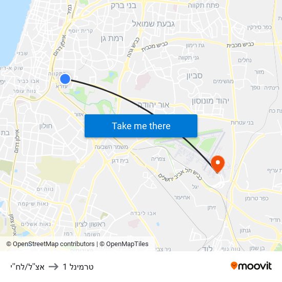 אצ''ל/לח''י to טרמינל 1 map