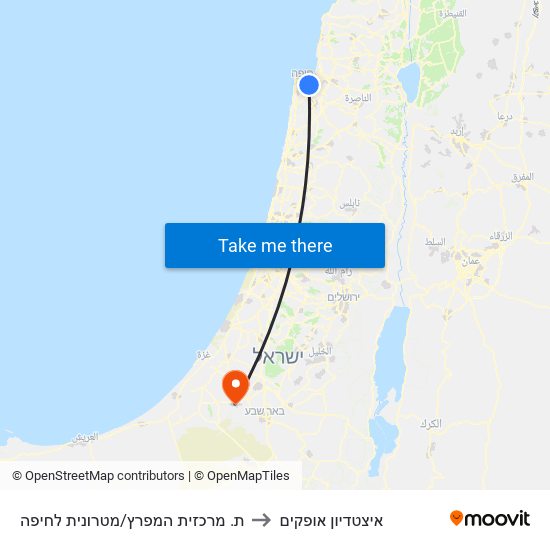 ת. מרכזית המפרץ/מטרונית לחיפה to איצטדיון אופקים map