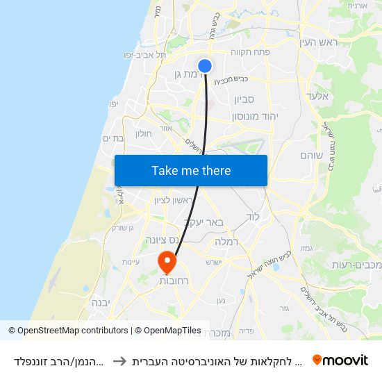 הרב כהנמן/הרב זוננפלד to הפקולטה לחקלאות של האוניברסיטה העברית map