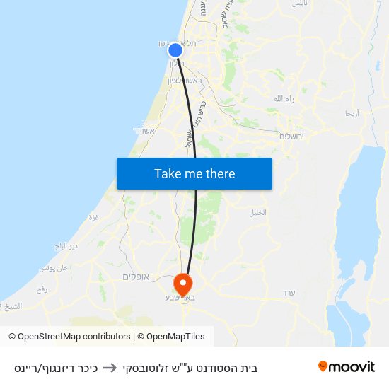 כיכר דיזנגוף/ריינס to בית הסטודנט ע""ש זלוטובסקי map