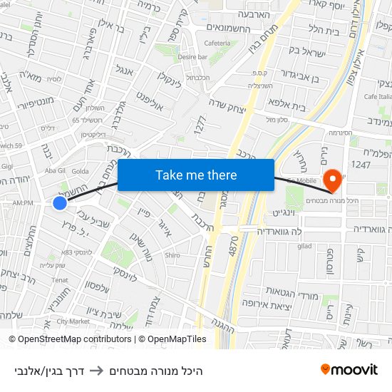 דרך בגין/אלנבי to היכל מנורה מבטחים map