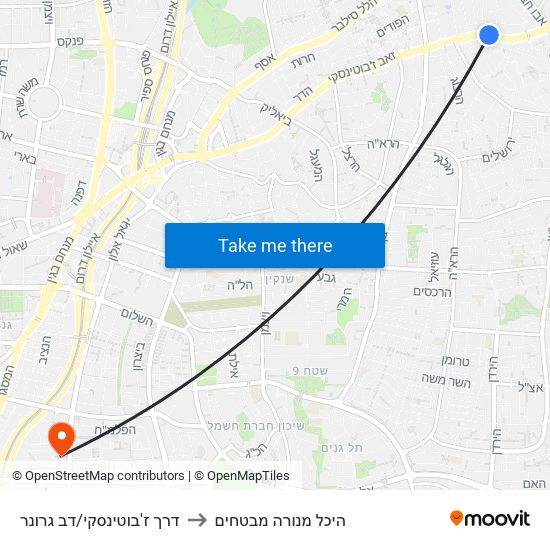 דרך ז'בוטינסקי/דב גרונר to היכל מנורה מבטחים map