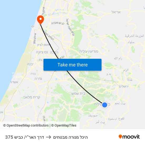 דרך האר''י/ כביש 375 to היכל מנורה מבטחים map