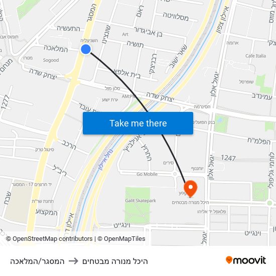 המסגר/המלאכה to היכל מנורה מבטחים map