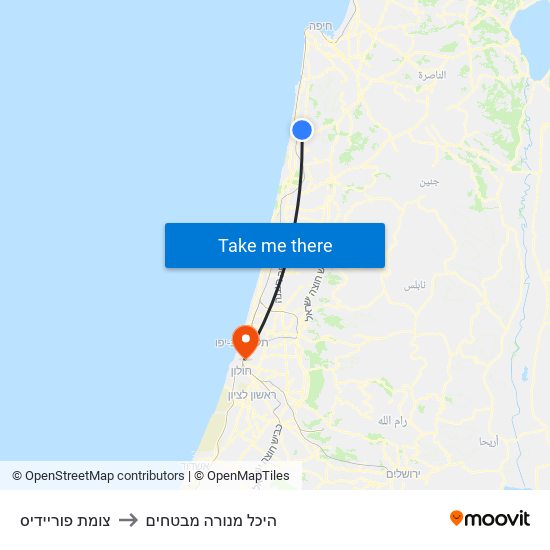 צומת פוריידיס to היכל מנורה מבטחים map