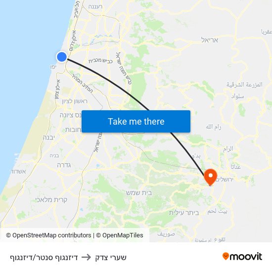 דיזנגוף סנטר/דיזנגוף to שערי צדק map