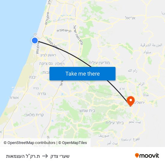 ת.רק''ל העצמאות to שערי צדק map