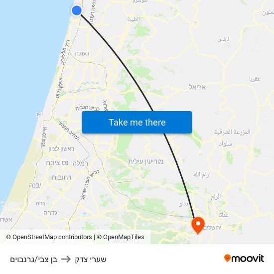 בן צבי/גרנבוים to שערי צדק map