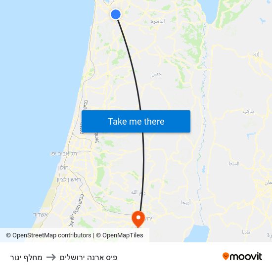 מחלף יגור to פיס ארנה ירושלים map