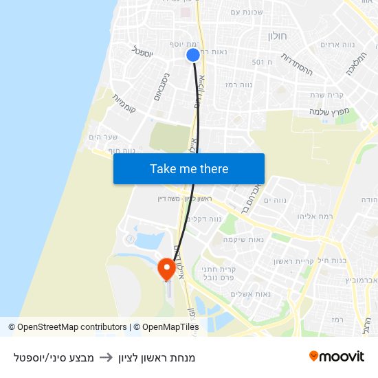 מבצע סיני/יוספטל to מנחת ראשון לציון map