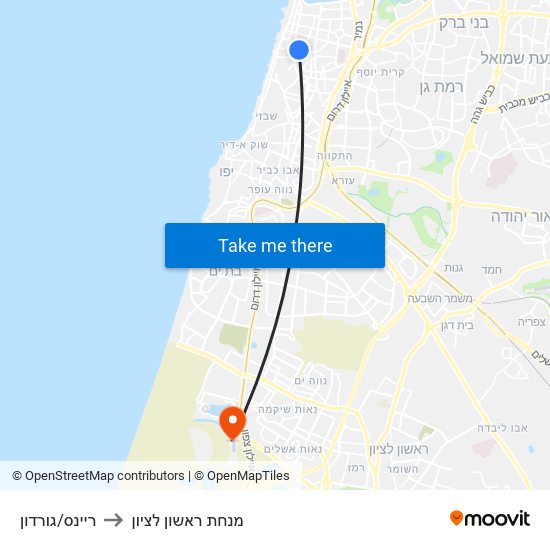 ריינס/גורדון to מנחת ראשון לציון map