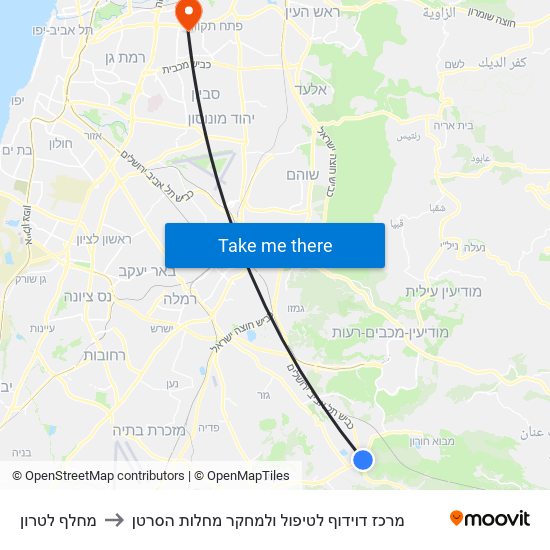 מחלף לטרון to מרכז דוידוף לטיפול ולמחקר מחלות הסרטן map