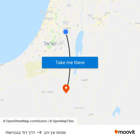 דרך דוד בנבנישתי to מנחת עין יהב map