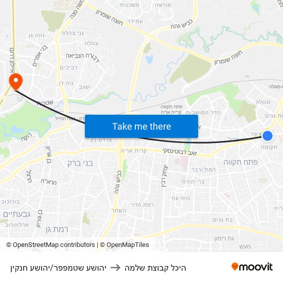 יהושע שטמפפר/יהושע חנקין to היכל קבוצת שלמה map