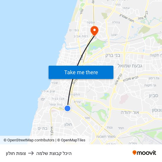 צומת חולון to היכל קבוצת שלמה map