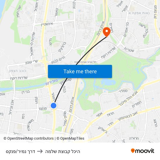 דרך נמיר/פנקס to היכל קבוצת שלמה map