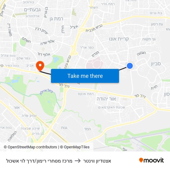 מרכז מסחרי רימון/דרך לוי אשכול to אצטדיון ווינטר map