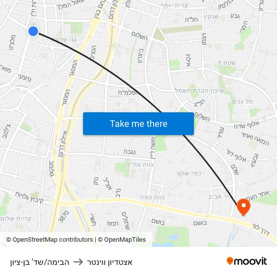 הבימה/שד' בן-ציון to אצטדיון ווינטר map