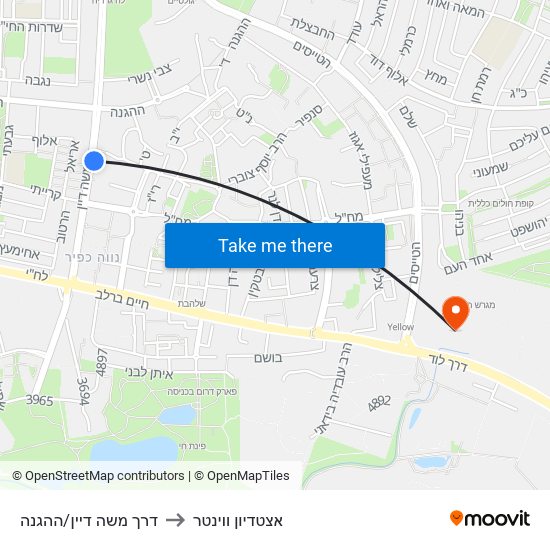 דרך משה דיין/ההגנה to אצטדיון ווינטר map