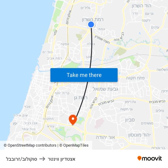 סוקולוב/זרובבל to אצטדיון ווינטר map