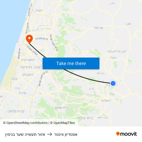 אזור תעשיה שער בנימין to אצטדיון ווינטר map