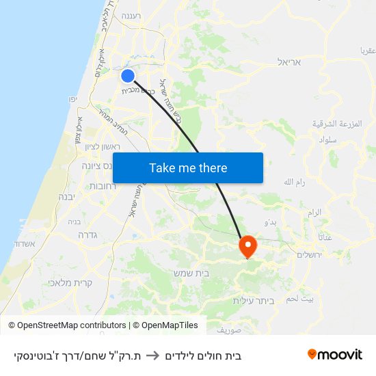 ת.רק''ל שחם/דרך ז'בוטינסקי to בית חולים לילדים map